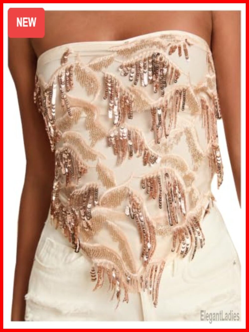 Sparkly sequin rave fringe top with tassel hanky hem